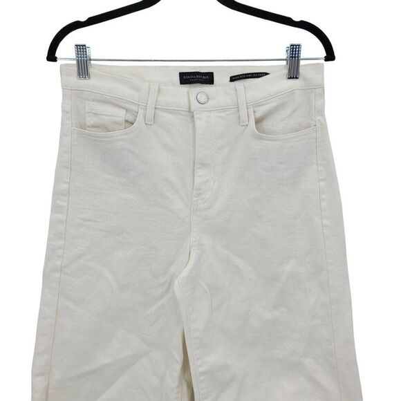 Banana Republic Premium Denim High-Rise Wide Leg Crop Jeans 28 White Frayed - Picture 4 of 9